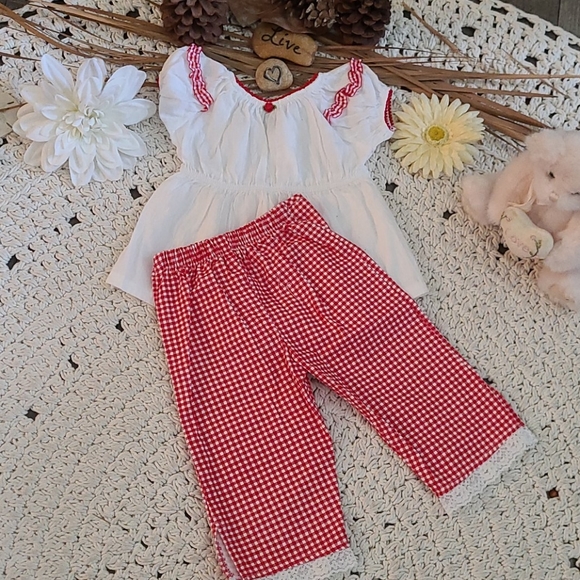 NWOT BO HO RED WHITE 2 PIECE SET PLAID MULTI 3T - Picture 10 of 16